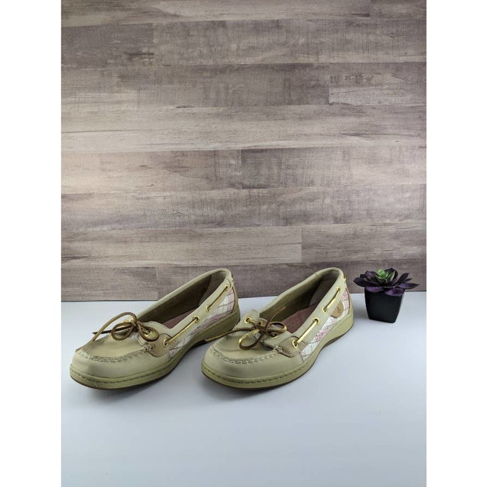 NWOT Sperry Pink Plaid Loafers